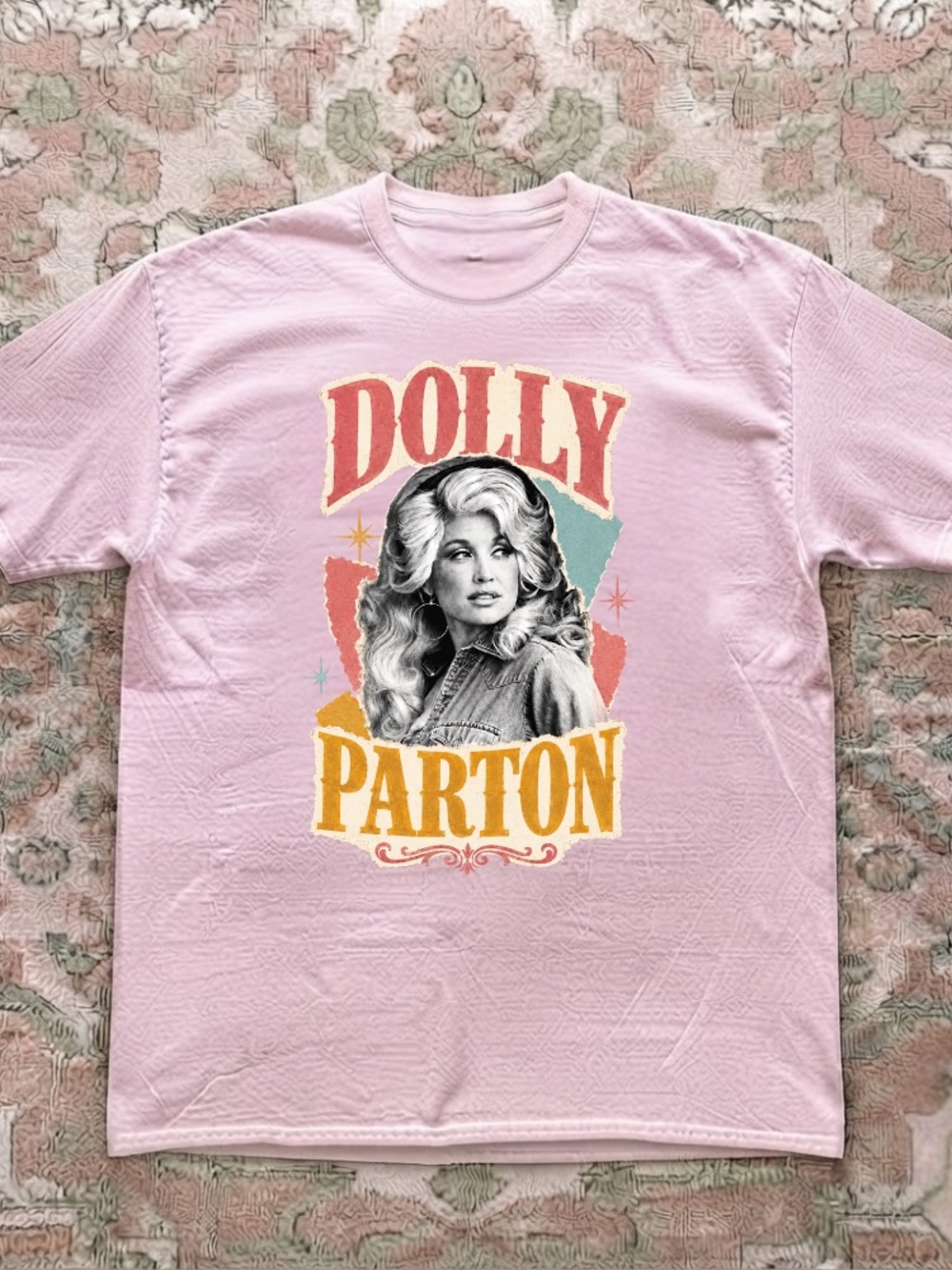 Dolly Parton Retro Country Music Vintage Graphic Pastel Pink T-Shirt